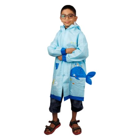 Lightweight Raincoat Blue Fish