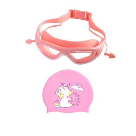 Big Frame Pink Swimming Google And Unicorn Cap Combo