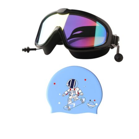 Black Reflective Swimming Google And Astronaut Cap Combo