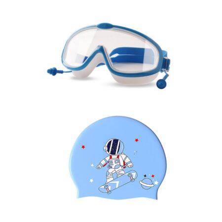 White Blue Swimming Google And Astronaut Cap Combo